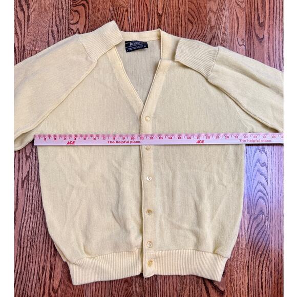 Vintage Jantzen Yellow Button Front V Neck Grandpa Cardigan Sweater Men's XL - Picture 4 of 7